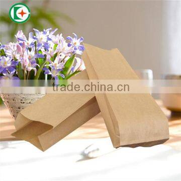 Sharp bottom food grade paper bag brown kraft bakery food paper bag