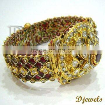 Kundan polki Meena Bangles, Kundan Polki Diamond Bangles, Polki Jewellery