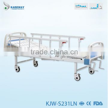 good quality 2 cranks manual hospital bed with side rails