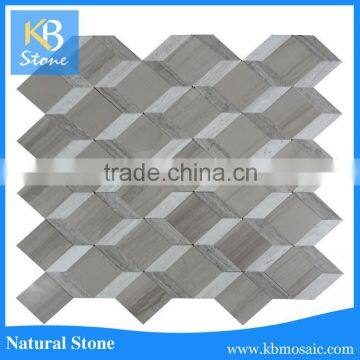 Home decoration wood gray 3d mosaic marble floor tiles