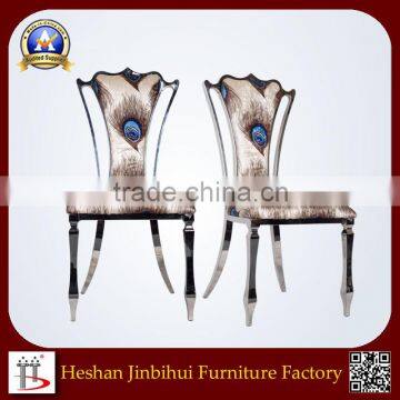 High Quality Luxury Stainless Steel Dining Peacock Chair Rattan photo-2