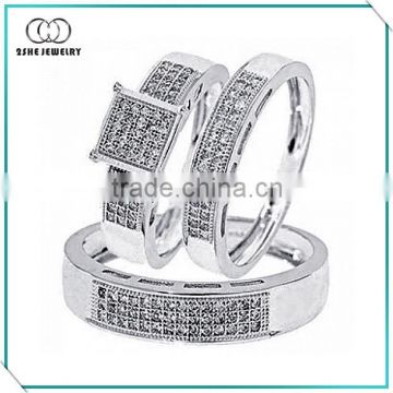 Exquisite 925 silver his and hers wedding band rings sets