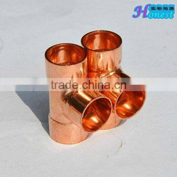 red copper tee pipe fitting , air conditioning connector