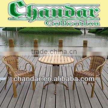 bamboo like aluminum table and chair patio furniture