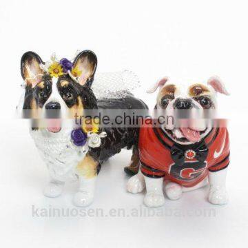 Custom Sculpted Ceramic Dog Wedding Cake Topper photo-2