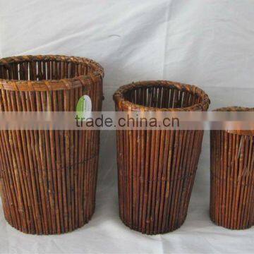 office cylinrical willow garbage basket