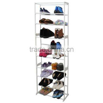 Portable Space Saving Shoes Rack\White Color 10Tiers Powder coated Plastic Shoes Rack\Taking Easy Shop's Shoes Self