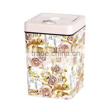 European Style Plastic Trash Can Bucket Square With Lid Trash Bin 13L photo-3