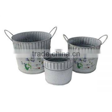 White Painted Metal Flower Pot Set of 3