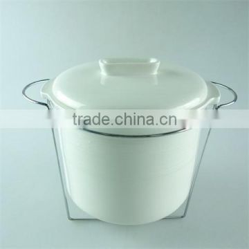 stock cheap ceramics tureen with metal stand