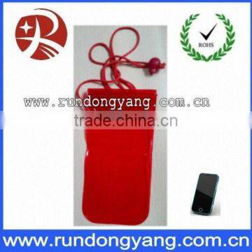 Customized logo promotional plastic drawstring phone bag with zipper