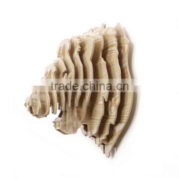 Creative Home Decorations Wooden Lion Head Lovely Animal Head Hanging Ornament Crafts 3D Wood Animal Head High Quality photo-6