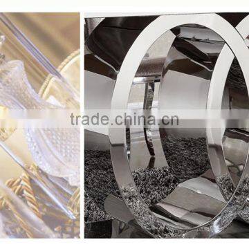 Modern Luxury Polishing Stainless Steel Dining Table and Chairs Set With Marble Top Furniture