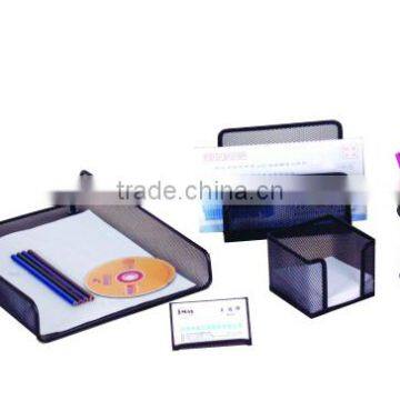 Durable Metal Mesh Office Pen Holder Letter Rack Paper Tray Stationery Set photo-2