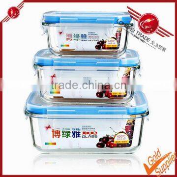 3 pieces heat resistant PP lid high borosilicate glass crisper box