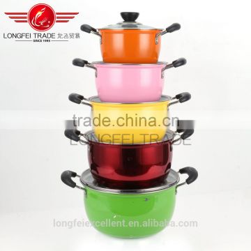 yiwu factory wholesale colorful stainless steel soup boilling pot set