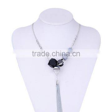 Assorted Geometric Beads Chain Necklace Long Chain Tassel Necklace