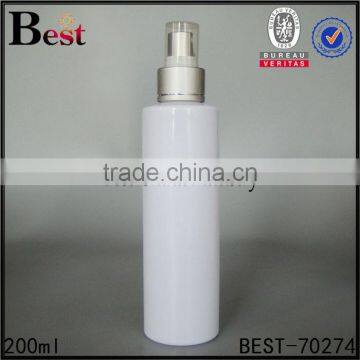 wholesale super price 200ml plastic spray bottle white plastic spray bottle round plastic triger spray bottle with silver pump