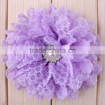 Fabric Flower With Pearl Beads Center for Kids Hair Accessories photo-4