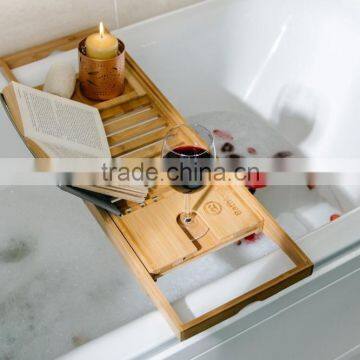 Bamboo Bathtub Caddy - Bathtub Tray - With Book Holder photo-5