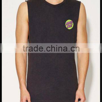 100% Cotton Black Chest Printing Singlet