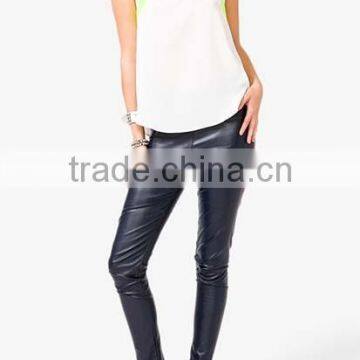 Oem Women's Clothing Hot New Design Sexy Lady Mesh Stitching Vest Chiffon Shirt photo-5
