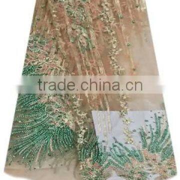 Shanghai Bestway Fashionable Shiny Textile Material Fabric French Lace Fabric Nice Tulle Lace With Sequins and Beads FL1395 photo-6