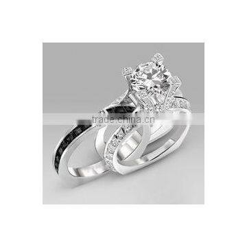 Trendy Fashion Wholesale Fine Jewelry Romantic cz Diamond Engagement Wedding Ring Set photo-5