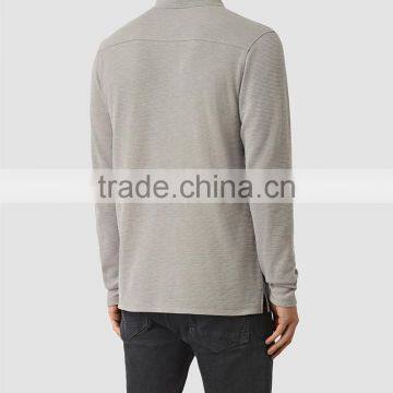MGOO New Arrival Custom Long Sleeves Mens Polo Shirts 100% Cotton Grey Shirts Logo Embroidery Bulk Tops photo-4
