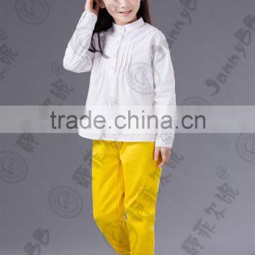 a yellow djustable waist girls trousers pants