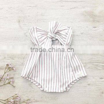 Cotton Fabric Newborn Baby Clothes Off Shoulder Korean Designers Baby Romper photo-4