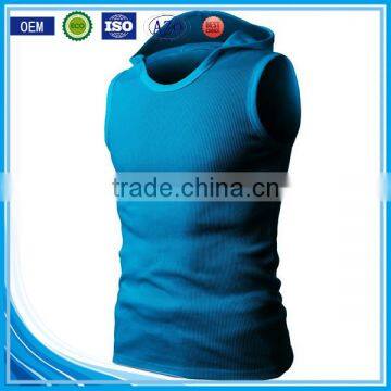 OEM new design cotton plain mens wholesale sleeveless hoodie stringer vest