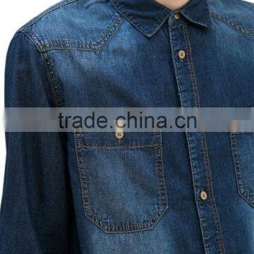 Top Quality Long Sleeve Washed Mens Denim Shirts photo-3