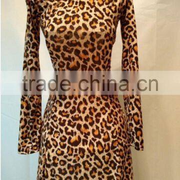 2017 Lady Leopard Print Off Shoulder Women Sexy Dress photo-2