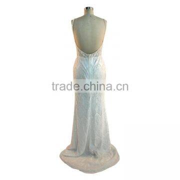 Spaghetti Strap Satin Wedding Dress Ivory Sheath/Column Dress photo-2