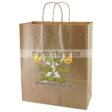 USA Made Natural Kraft Shopping Bag - dimensions are 13" x 6" x 15.75" and comes with your logo.