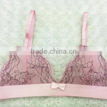 Pink Sets Sexy Women Transparent Lace Underwear Bra and Panty Set photo-5