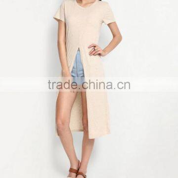 Women Blank Cotton Longline Design t Shirt photo-2