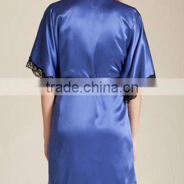 Wholesale New Design Plus Pajamas Satin Dress Blank Plain Short Custom Design Satin Nighty Robes Women photo-3