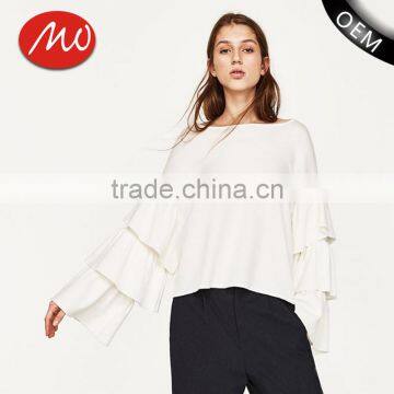 OEM Fctory Ladies Fancy Cotton Loose Knitting Organic Cotton Sweater for Wholesale