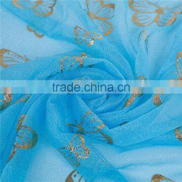 Imitation Silk Scarves & Wraps Rectangle Golden Blue Butterfly Scarf Yiwu photo-2