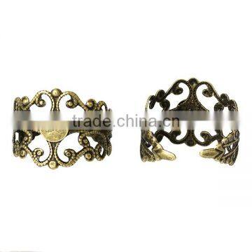 Copper Adjustable Rings Filigree Flower Antique Bronze Cabochon Settings 18.7mm 10 PCs Ring Setting photo-2