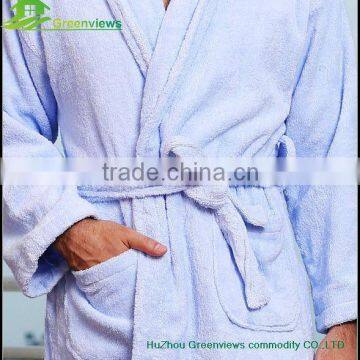 Cotton Bright Color Bathrobe for Adults Velvet Bathrobe for Men Cotton Robes for Women Embroidered Robe photo-3