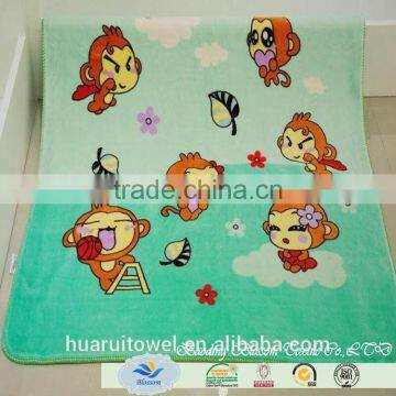 lovely cartoon printed soft touch microfiber baby blanket