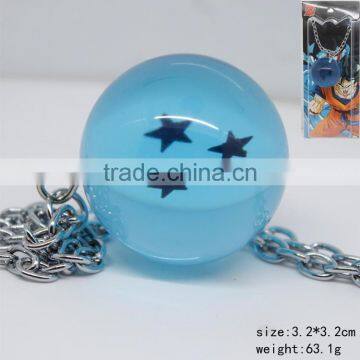 Japanese Cartoon Dragon Ball Z Anime Blue Crystal Ball Three Star Necklace Fashion Jewelry Decoration Wholesale