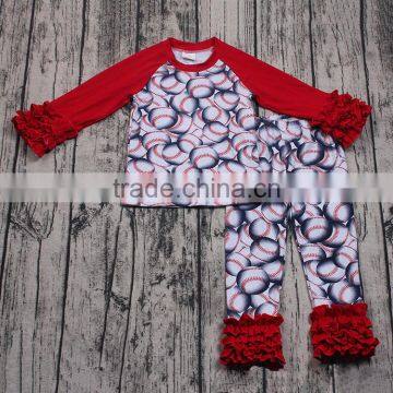 Yawoo promoted wholesale baseball patterns raglan clothes baby girl fall clothing