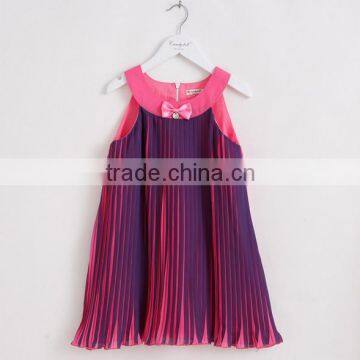 Stripe Chiffon Girl Dresses with Pink Bow Knot For Children Toddler Kids Teen Girls