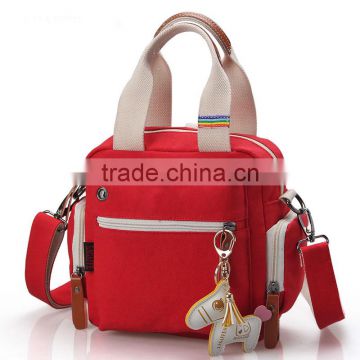 wholesale one shoulder women red color mini canvas bag