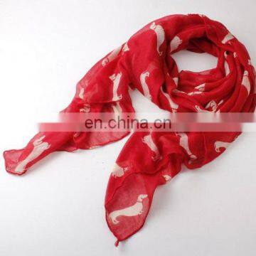 12 Colors Available Fashion Cheap Lovely Puppy Dog Print Women Scarf