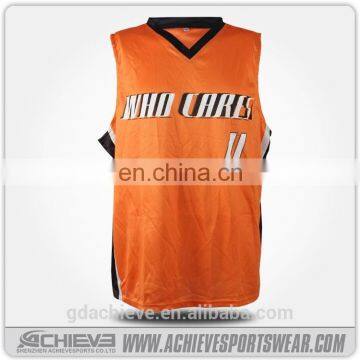 Customize Basketball Uniform Orange, Sublimation Shenzhen Achieve Sportswear